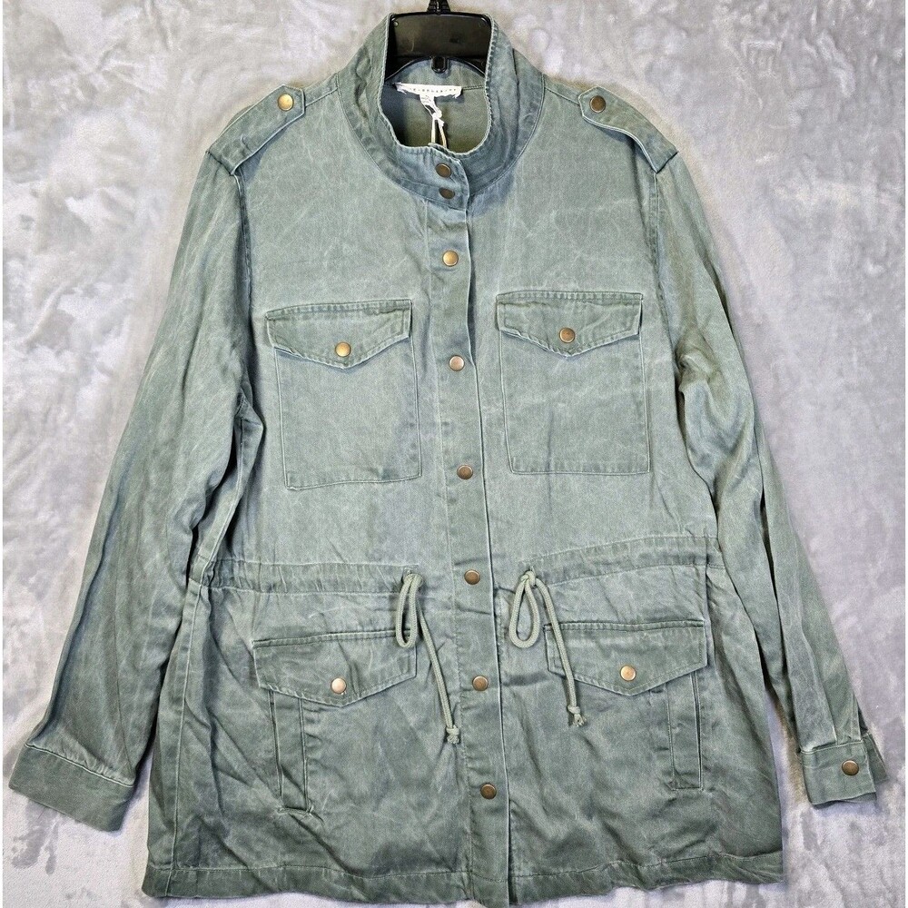 NWT Jane & Delancey Shirt Womens XL Green Denim Snap Close Shacket Outdoor - Picture 1 of 10